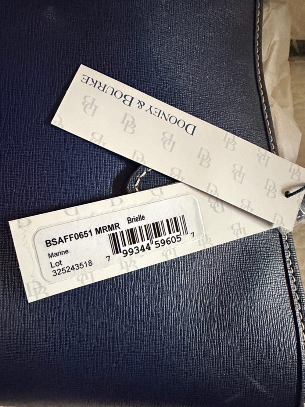 Dooney & Bourke Navy Saffiano Satchel with Gold Hardware-NWT - Picture 3 of 4